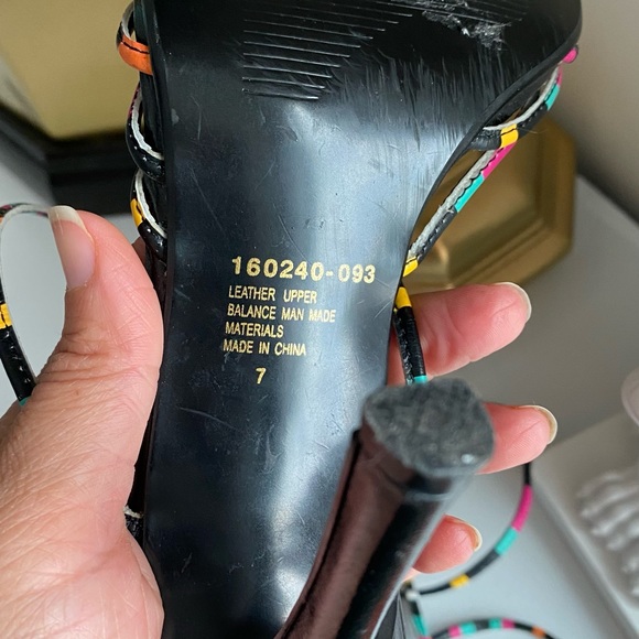 Colin Stuart Ankle strap tie up heels leather upper, 4" heel. - Picture 6 of 10